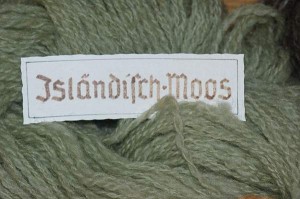 Flechte, Isländisch Moos, Cetraria islandica, gefärbte Wolle